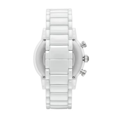 white ceramic watch armani