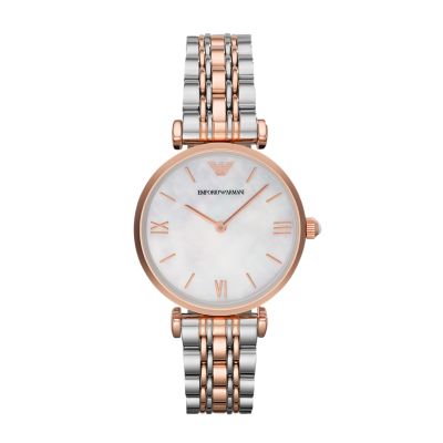 Emporio Armani Women's Two-Hand Rose Gold-Tone Stainless Steel ...