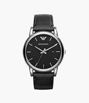 Emporio Armani Uhr 3-Zeiger-Werk Leder schwarz