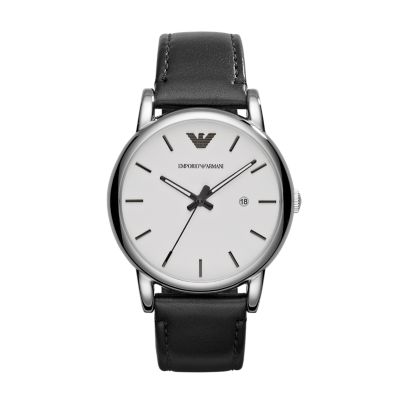 Emporio Armani Station Date Three-Hand Men\'s - Watch AR1732 Black - Watch Leather