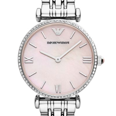 Montre Emporio Armani à deux aiguilles en acier inoxydable, pour femme