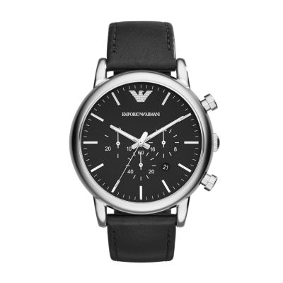 Emporio Armani Men\'s Chronograph Black Leather Watch - AR1828 - Watch  Station