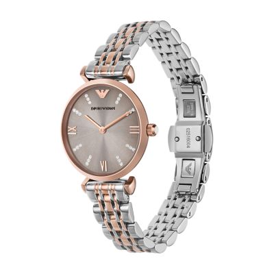 Emporio Armani Women s Two Hand Two Tone Steel Watch AR1840