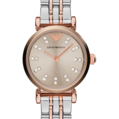 Montre à deux aiguilles en acier inoxydable bicolore pour femmes Emporio Armani