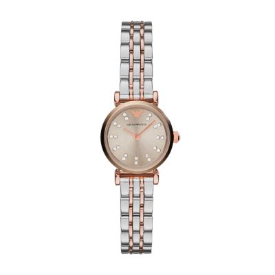 emporio armani two tone watch women's