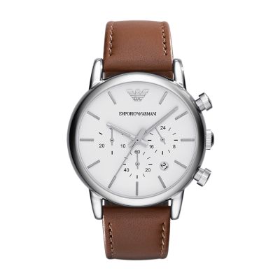 Emporio Armani Men's Chronograph Brown Leather Watch - AR1846