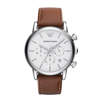 armani brown leather watch