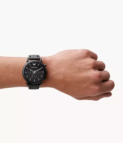 Emporio Armani Men's Chronograph Black Stainless Steel Watch 
