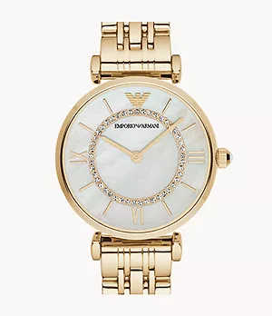 Emporio Armani Women's Two-Hand Gold-Tone Stainless Steel Watch