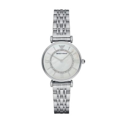 emporio armani women's silver watch