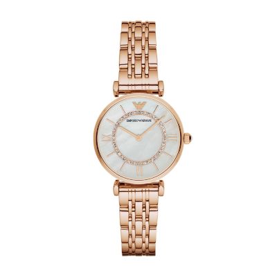 emporio armani women's rose gold watch