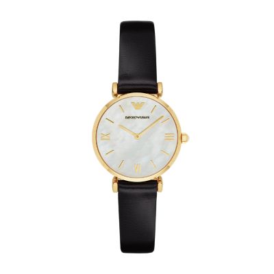 Armani black and hot sale gold watch