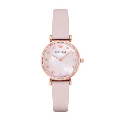 Emporio Armani Two Hand Pink Leather Watch AR11543 Watch Station