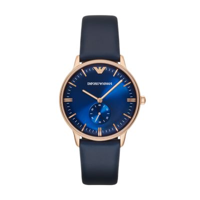 Emporio Armani Two-Hand Blue Leather 