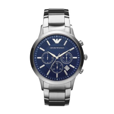 emporio armani watch silver and blue