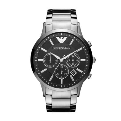 Emporio Armani Men's Chronograph Silver-Tone Stainless Steel Watch