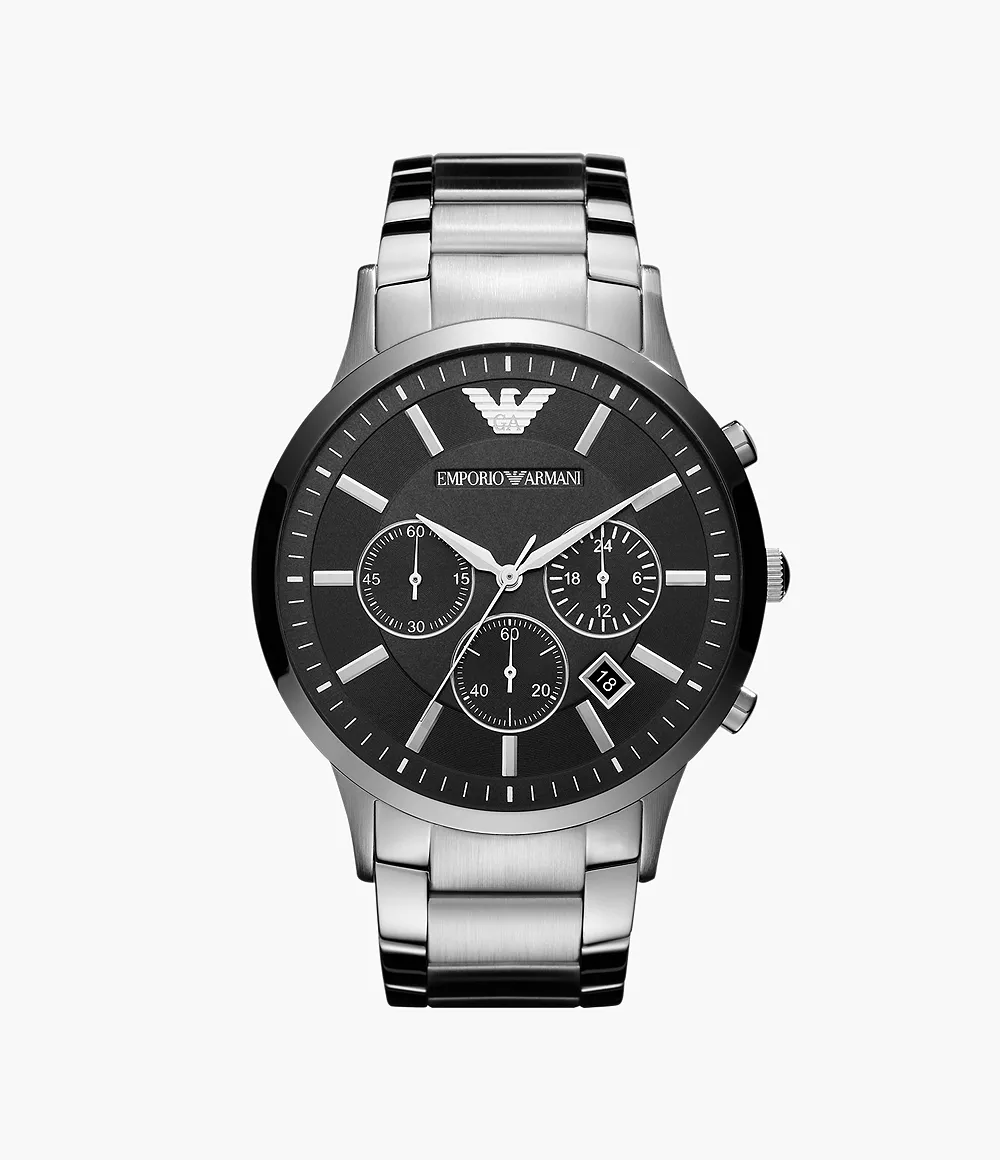 Emporio Armani Men's Chronograph Silver-Tone Stainless Steel Watch - AR2460  - Watch Station