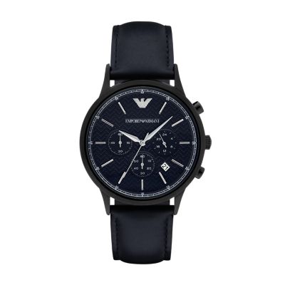 emporio armani men's leather watch