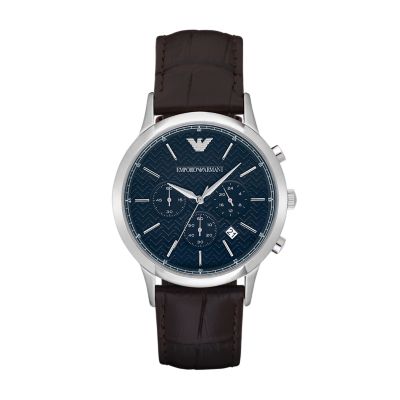 Emporio Armani Chronograph Black Leather Watch - AR11431 - Watch Station