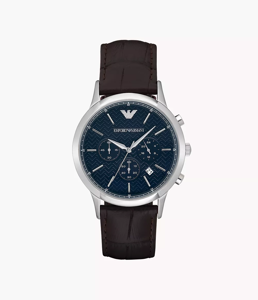 Emporio Armani Chronograph Black Leather Watch - AR11431 - Watch Station