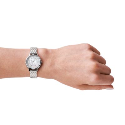 Armani silver watch womens sale