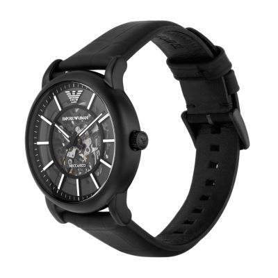 Emporio Armani Men's Automatic Black Leather Watch - AR60008