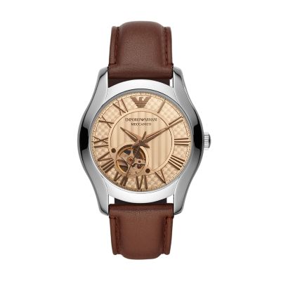 armani brown leather watch