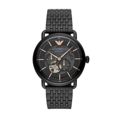 Emporio armani watches black metal best sale