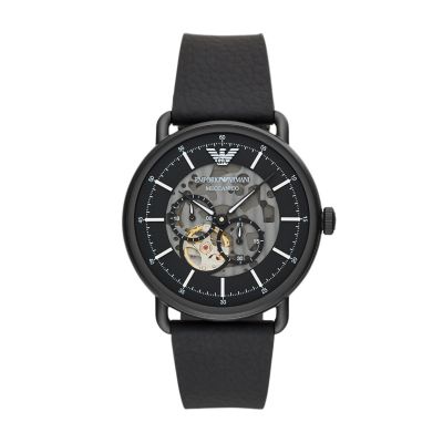 Emporio Armani Multifunction Black Leather Watch AR60028 Watch