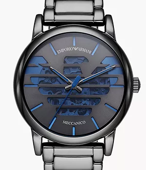 Emporio Armani Three-Hand Gunmetal Stainless Steel Watch