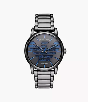 Emporio Armani Three-Hand Gunmetal Stainless Steel Watch