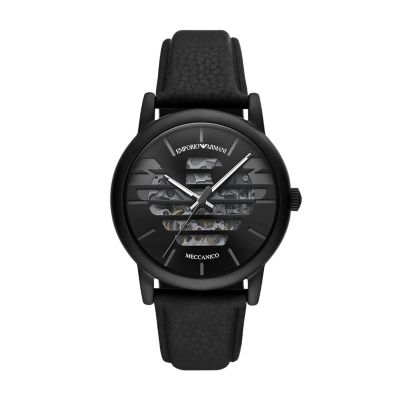 Emporio Armani Three-Hand Brown Leather Watch