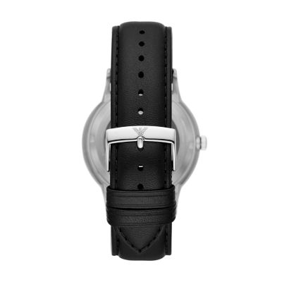 Emporio Armani Automatic Black Leather Watch - AR60038 - Watch Station