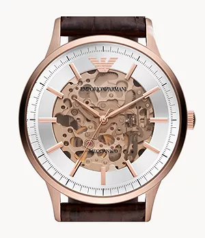 Emporio Armani Automatic Brown Leather Watch