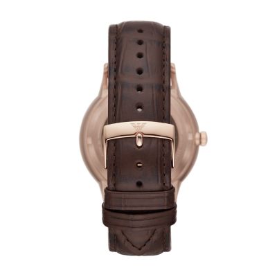 Emporio Armani Automatic Brown Leather Watch - AR60039 - Watch Station