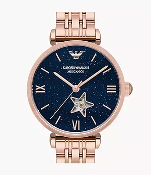Emporio Armani Automatic Rose Gold-Tone Stainless Steel Watch