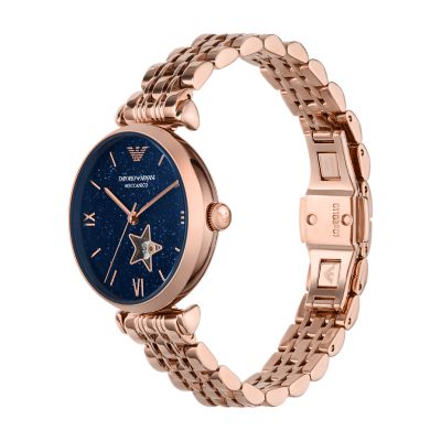 Emporio Armani Automatic Rose Gold Tone Stainless Steel Watch