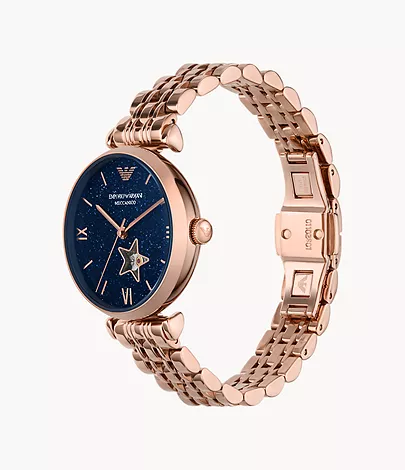 Emporio Armani Automatic Rose Gold-Tone Stainless Steel Watch