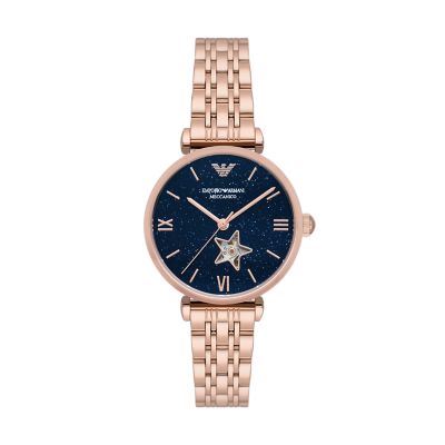 Emporio Armani Automatic Rose Gold-Tone Stainless Steel Watch