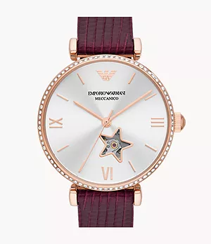 Emporio Armani Automatic Burgundy Leather Watch