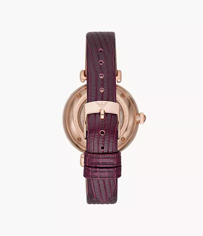 Emporio Armani Automatic Burgundy Leather Watch - AR60044 - Watch Station