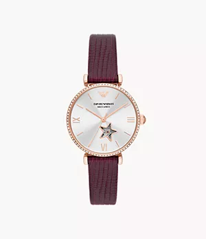 Emporio Armani Automatic Burgundy Leather Watch