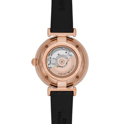 Emporio Armani Automatic Black Leather Watch - AR60047 - Watch Station