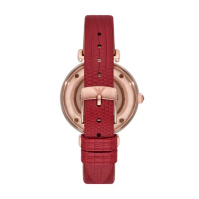 Emporio Armani Automatic Red Leather Watch - AR60048 - Watch Station