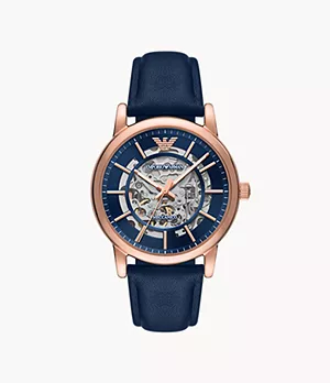Emporio Armani Automatic Blue Leather Watch