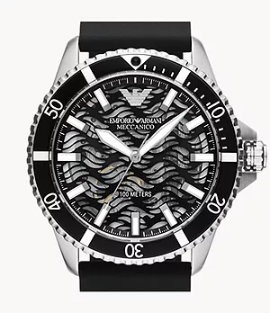 Emporio Armani Automatic Black Silicone Watch