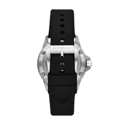 Emporio Armani Silicone Station Automatic Watch - - AR60062 Black Watch