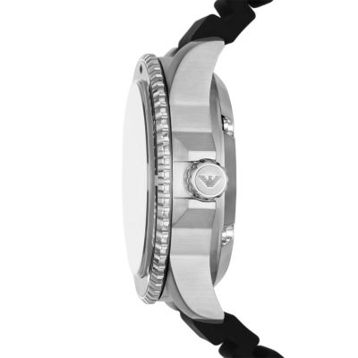 Automatic - - Watch Silicone Black Watch AR60062 Emporio Station Armani