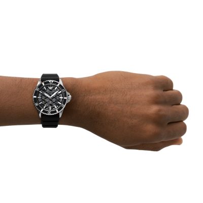 Emporio Armani Automatic Black Station Watch Silicone Watch AR60062 - 