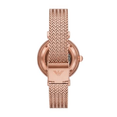 Armani rose gold mesh watch clearance